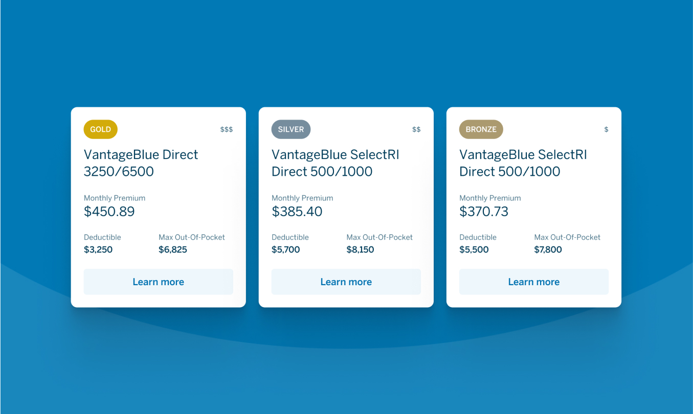 Healthcare insurance UI design and development simplifying plan discovery.