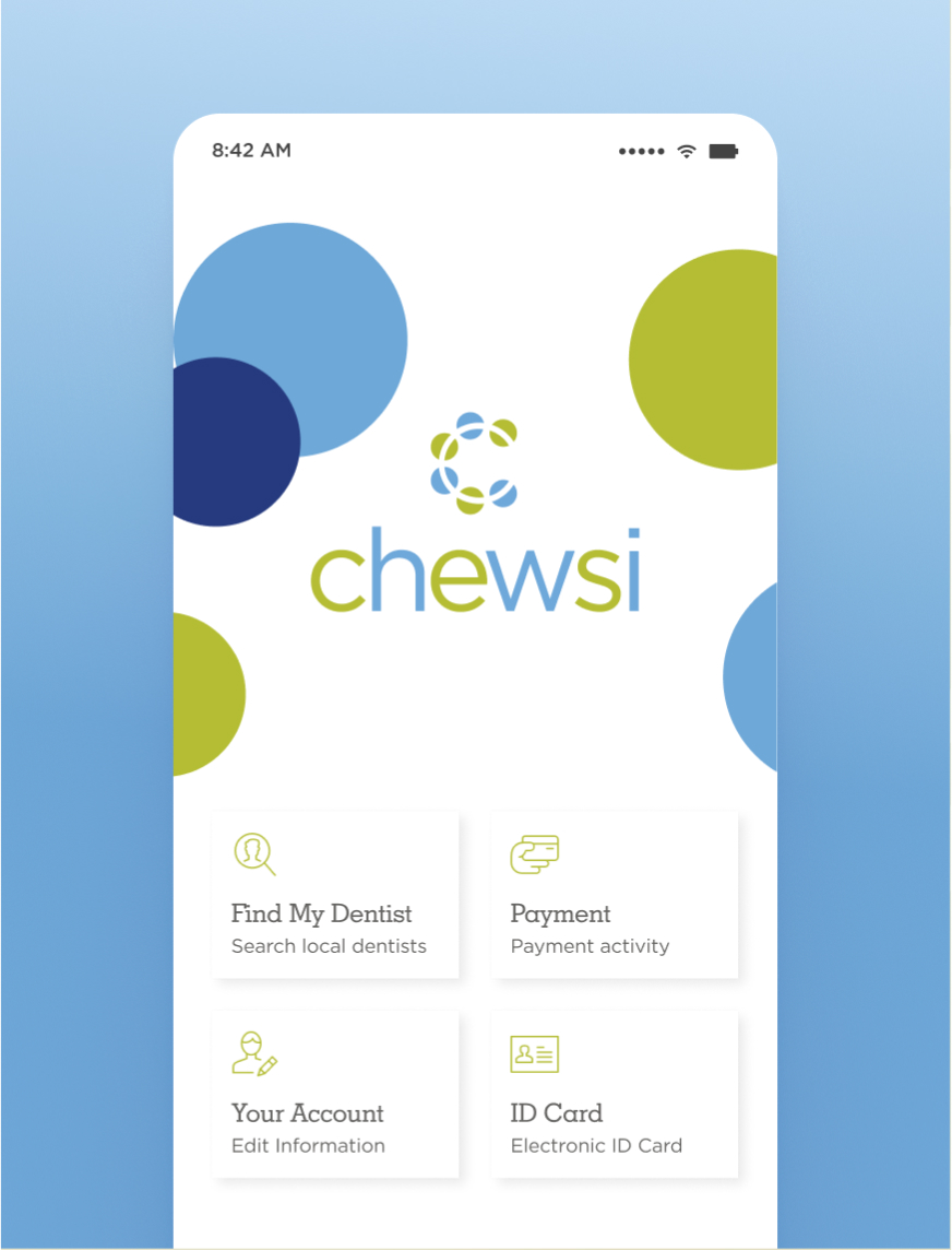 Healthcare mobile app development for the Chewsi interface.