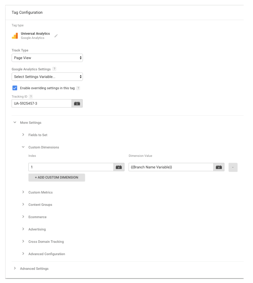 GTM Custom Dimension Tag Configuration