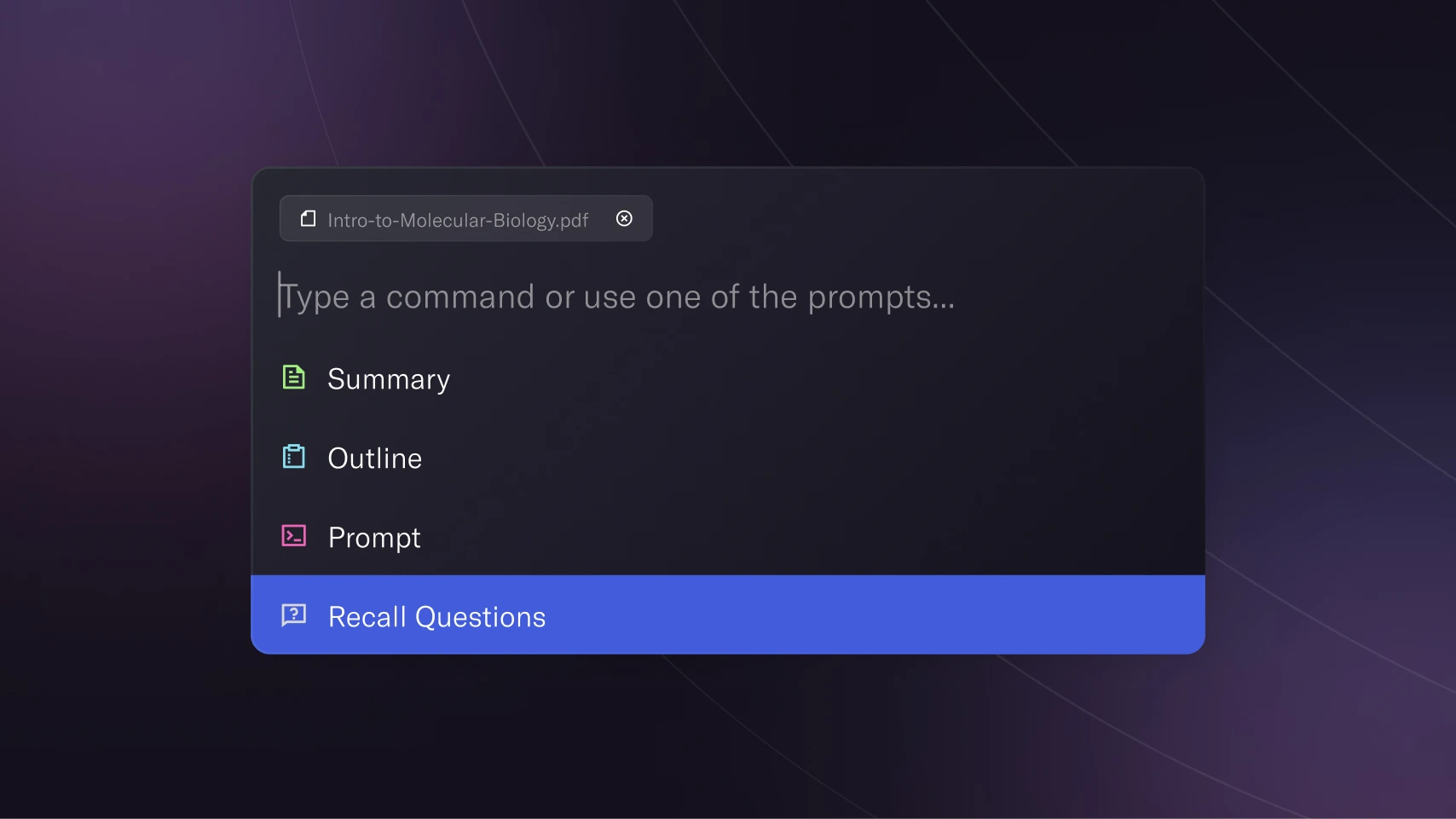 Custom AI Large Language Model input prompt box.