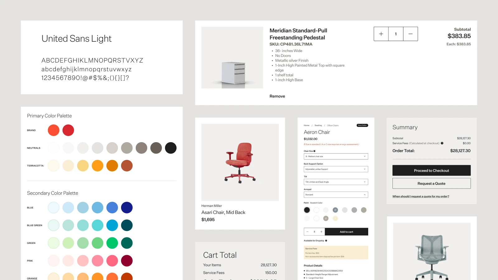 MillerKnoll UI/UX branding guidelines for composable commerce store.