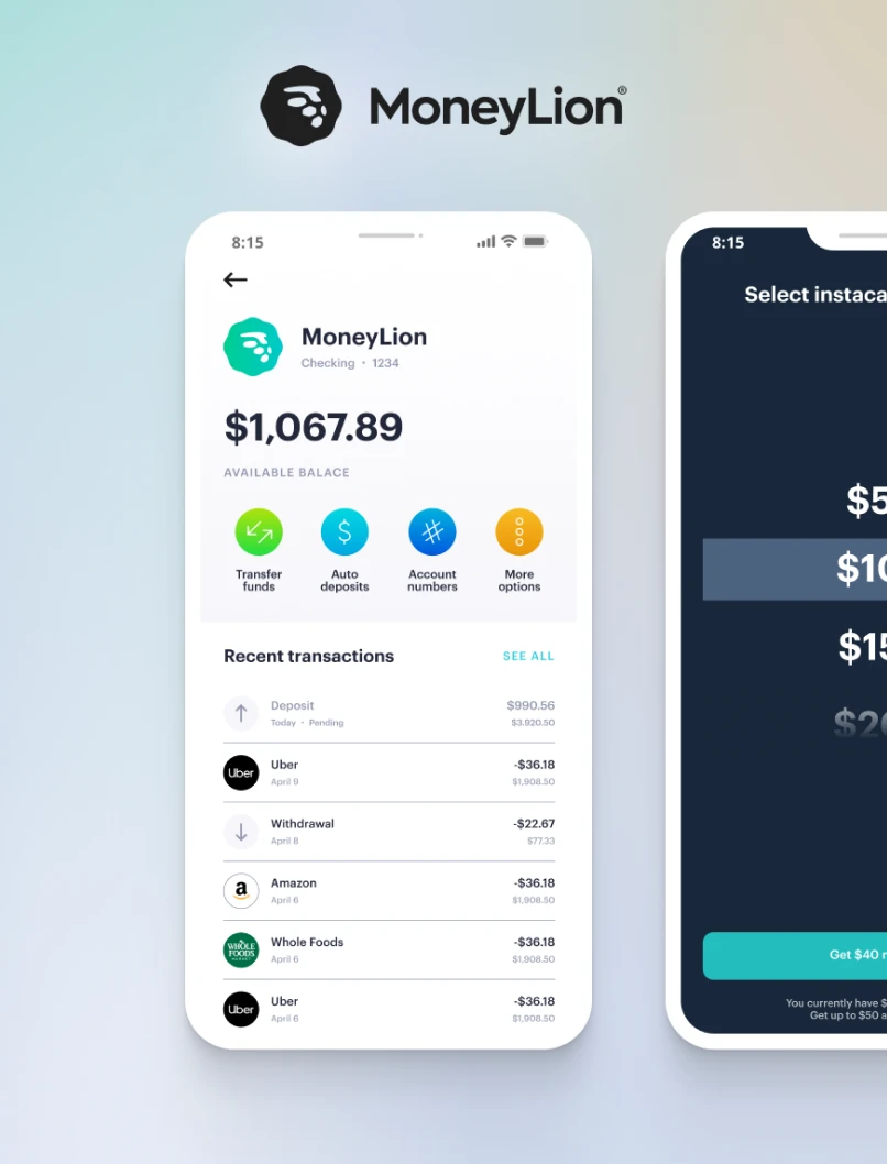 MoneyLion's mobile banking app interface.