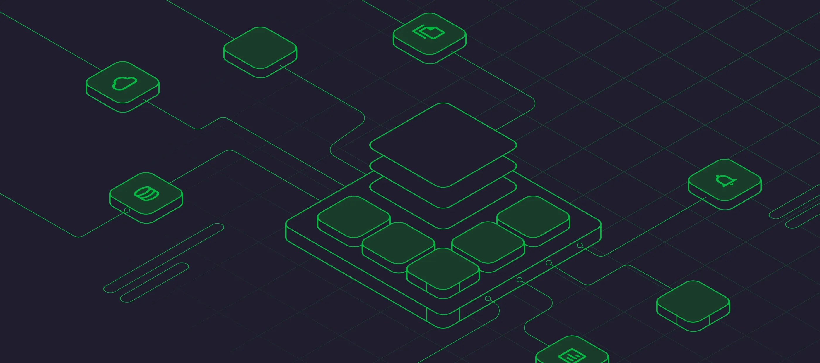 Illustration of interconnected data nodes representing MojoTech's data infrastructure.